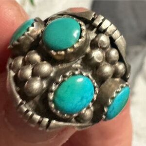 Indian Turquoise Ring About a size 8.